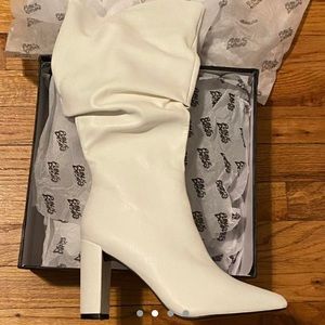 White knee high boots by Public Desire size 7 wide